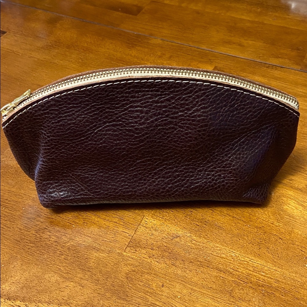 Portland Leather Dark Brown Cosmetic Case - Picture 2 of 6